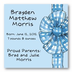 Baby Boy Bow Personalized 3x3 Calling Cards