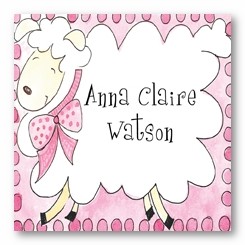 Pink Lamb Personalized 3x3 Stickers