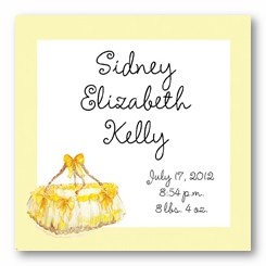 Yellow Bassinet Personalized 3x3 Stickers