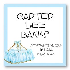 Blue Bassinet Personalized 3x3 Calling Cards