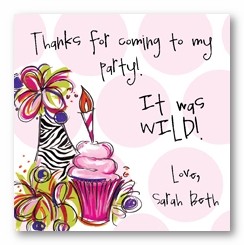 Zebra Party Hat Personalized 3x3 Calling Cards