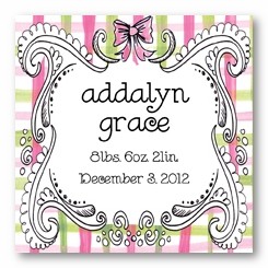 Checkered Girl Baby Personalized 3x3 Stickers