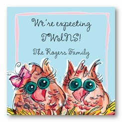 Baby Hoot Owls Personalized 3x3 Calling Cards