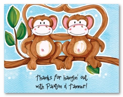 Two Monkeys Personalized Folded Note