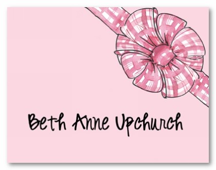 Pink Baby Bow Personalized Folded Note