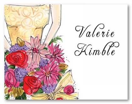 Bride with Bouquet Personalized Folded Note