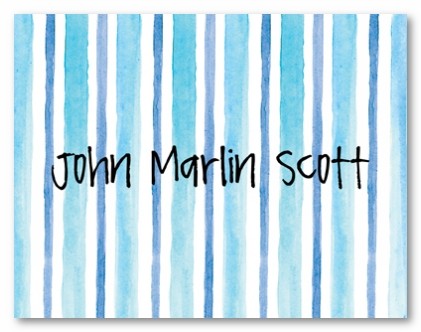 Baby Blue Stripes Personalized Folded Note