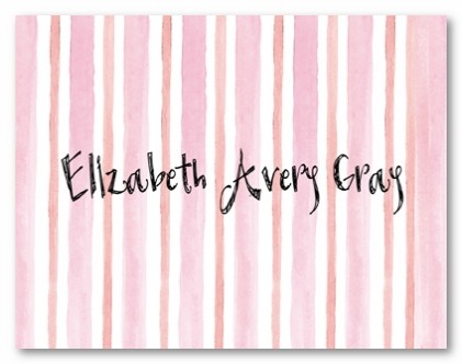 Baby Pink Stripes Personalized Folded Note