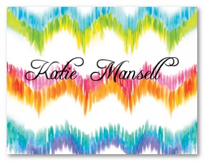 Chevron Watercolor Pattern Personalized Folded Note