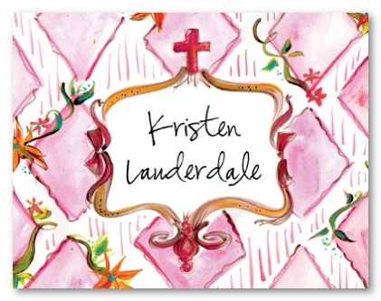 Sweet Lilly Pattern Personalized Folded Note