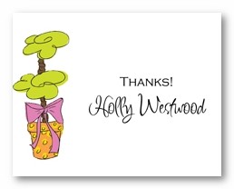 Pink and Green Single Topiary Personalized Calling Cards