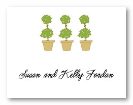 Three Green Topiares Personalized Calling Cards