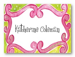 Pink and Green Whimsy Pattern Personalized Calling Cards