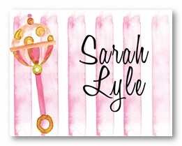 Pink Rattle Personalized Calling Cards