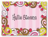 Curly Tails Pink and Brown Personalized Folded Note