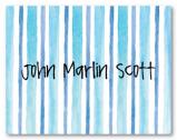 Baby Blue Stripes Personalized Folded Note