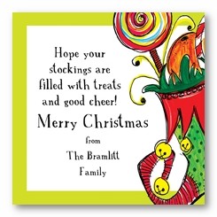 Funky Stocking Personalized 3x3 Calling Cards