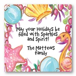 Beachy Christmas Personalized 3x3 Calling Cards