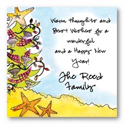 Beachy Christmas Tree Personalized 3x3 Calling Cards