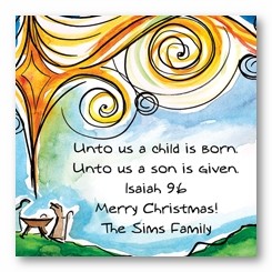 Whimsy Nativity Scene Personalized 3x3 Calling Cards