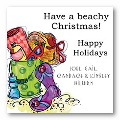 Holiday Beach Bucket Personalized 3x3 Stickers