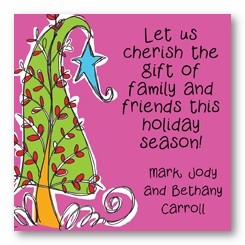 Pink Whoville Tree Personalized 3x3 Calling Cards