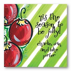 Red Ornaments Personalized 3x3 Calling Cards