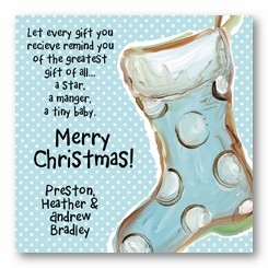 Baby Boy Stocking Personalized 3x3 Stickers