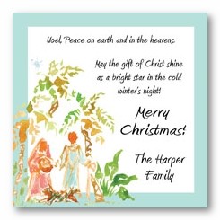 Watercolor Manger Scene Personalized 3x3 Calling Cards