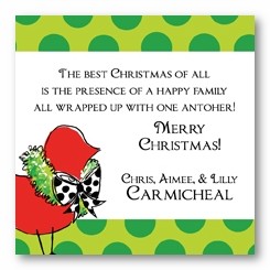 Red Bird with Wreath Personalized 3x3 Stickers