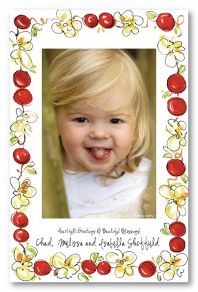 Popcorn Berry Garland Personalized Holiday Christmas Photo Cards