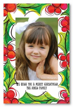 Holly Jolly Berry Personalized Holiday Christams Photo Cards