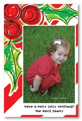 Holly Berry Holidays Personalized Christmas Photo Cards