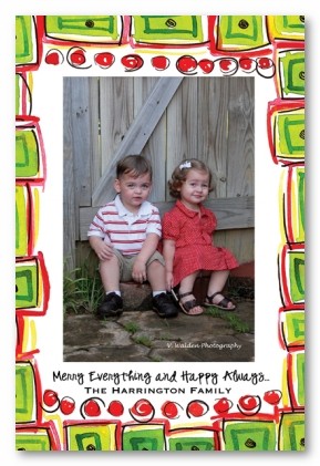 Red and Green Christmas Check Pattern Personalized Holiday Photo Cards