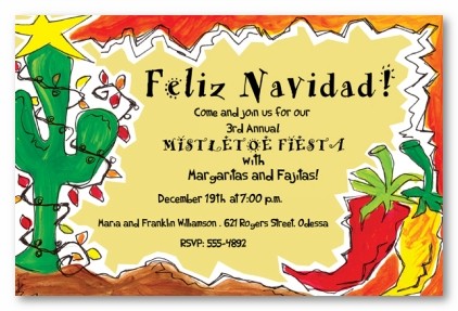 Feliz Navidad Holiday Personalized Christmas Party Invitations