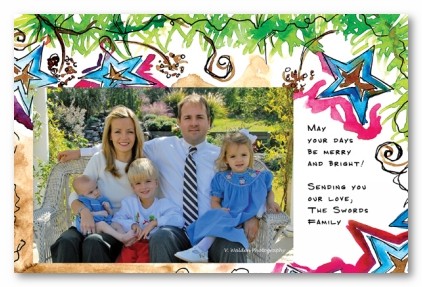 Merry and Bright Starry Christmas Garland Personalized Holiday Photo Cards