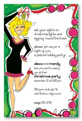 Miss Merry Mistletoe Girls Night Personalized Holiday Christmas Party Invitations