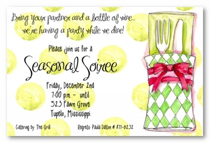 Personalized Polka Dot Personalized Christmas Holiday Dinner Party Invitations