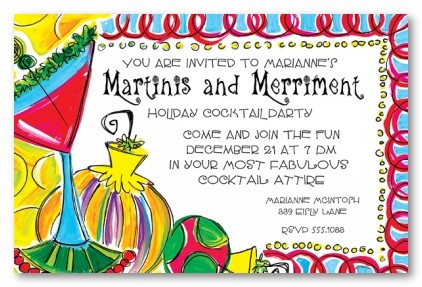 Merry Martinis Christmas Cocktails Personalized Holiday Party Invitations