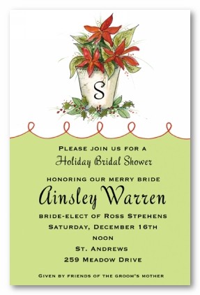 Christmas Poinsettia Mint Julep Personalized Holiday Party Invitations