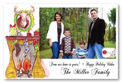 Cozy Christmas Fireplace Personalized Holiday Photo Cards