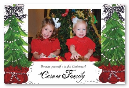 Holiday Topiary Trees Christmas Personalized Photo Cards