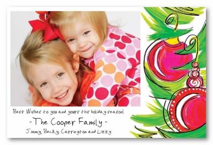 Hot Pink Red Christmas Ornaments Tree Personalized Holiday Photo Cards