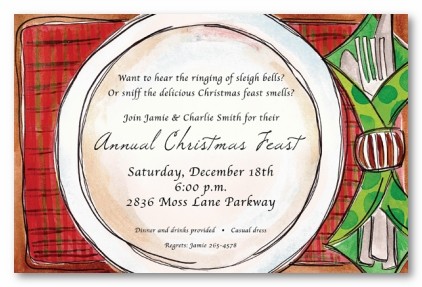 Holiday Dinner Plate Personlized Christmas Party Invitations