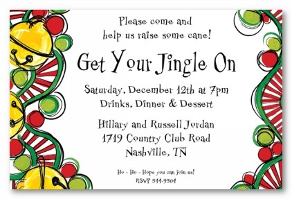 Jingle Bells Stripes and Dots Personalized Christmas Holiday Party Invitations