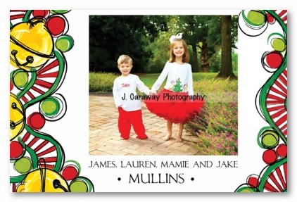 Jingle Bells Stripes and Dots Christmas Personalized Photo Cards