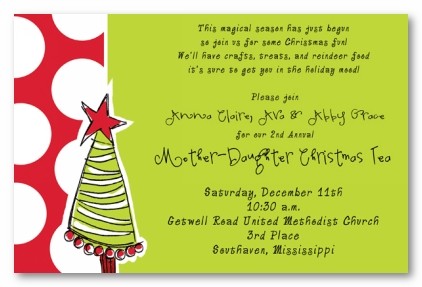 Red & White Polka Dots Christmas Tree Personalized Holiday Party Invitations