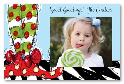 Stripes Polka Dots Pointed Shoes Christmas Personalized Photo Cards