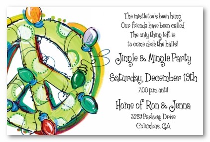 Peace Sign Christmas Lights Personalized Holiday Parties Invitstions