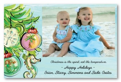 Coastal Christmas Seaside Beach Ornaments Personalized Holiday Photo Cards